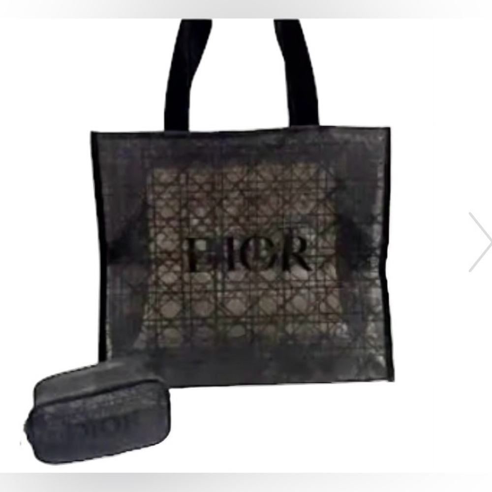 Bundle of Dior Black Mesh Tote with matching Pouch - Picture 2 of 14